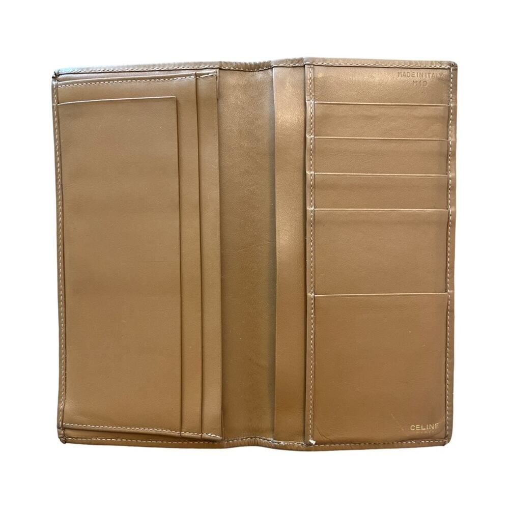 Vintage Celine Macadam Long Wallet Tan Leather & Canvas Made in Italy - Picture 5 of 15